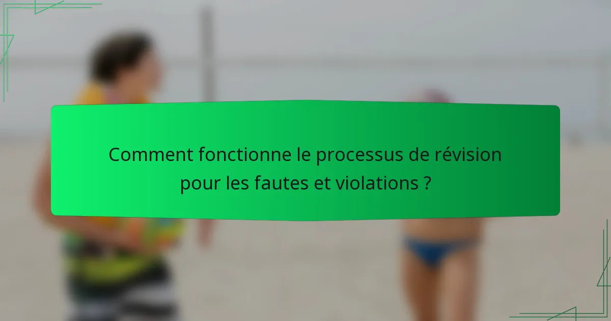 Comment fonctionne le processus de révision pour les fautes et violations ?