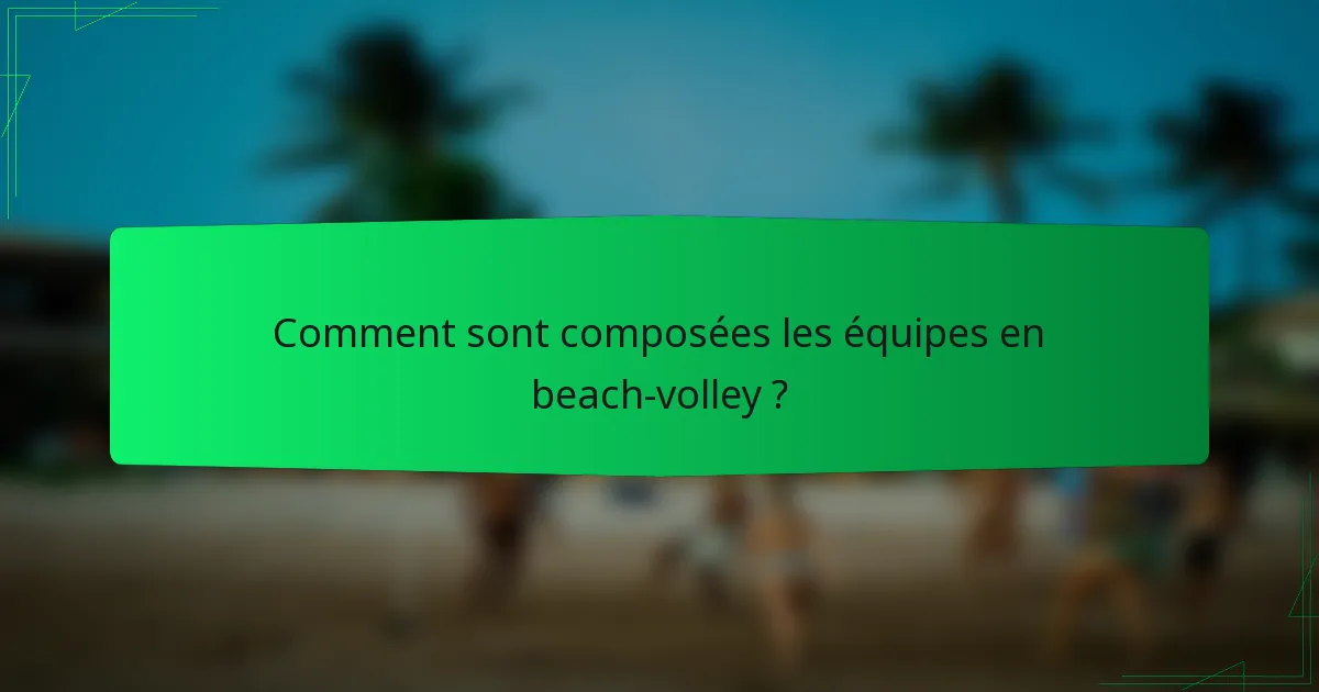 Comment sont composées les équipes en beach-volley ?